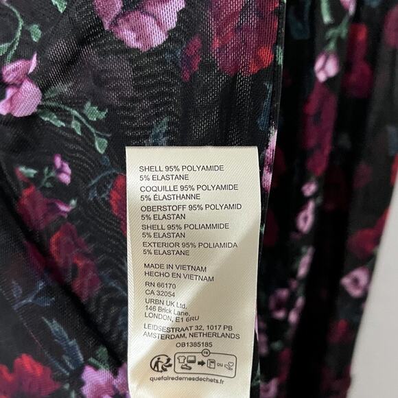 Free People Lucky Shirtee Floral Sheer Top Size S Black Dark Romantic Whimsigoth - Picture 7 of 8